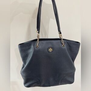 Tory Burch Black Pebbled Leather Tote